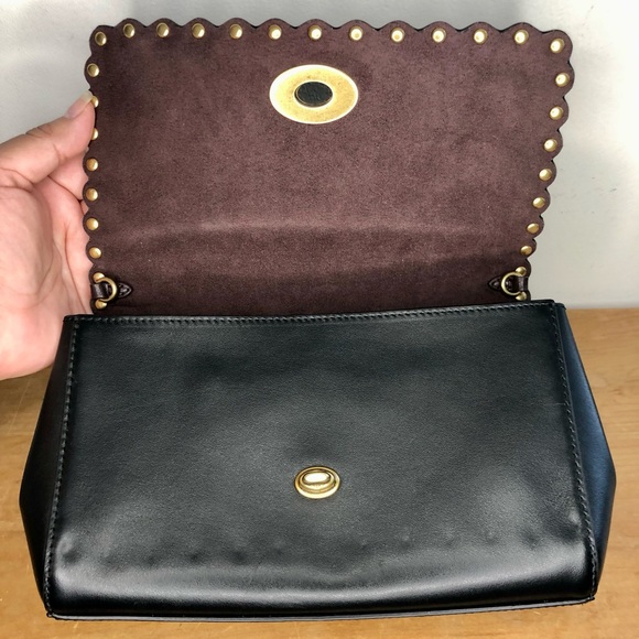 Coach Small Alexa Turnlock Clutch Scallop Rivets Black - Picture 5 of 9